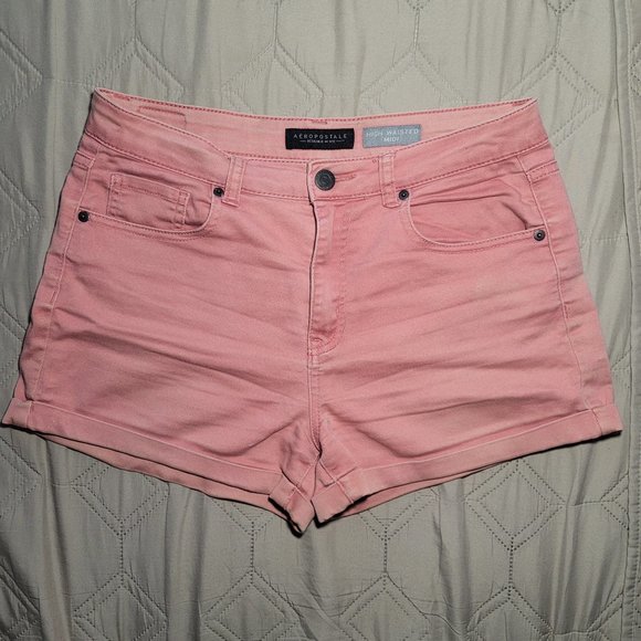 Aeropostale Pink High-Waisted Denim Shorts - Picture 1 of 7